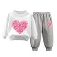 thumbnail image 1 of FINALGANG Valentine's Day Boys Kids Heart Prints Tracksuit Long Sleeve Crewneck Relaxed Fit Pullover Elastic Waisted Joggers For Daily Outdoor Wear Cozy Outfit, 1 of 3