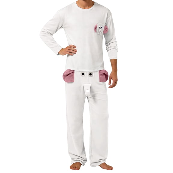 FINALGANG Valentine's Day Men's Funny 2 Piece Pajama Set Long Sleeve Crewneck Loose Fit Top Elastic Waisted Pants Loungewear Outfit For Holiday Home Relaxation Stylish Pjs