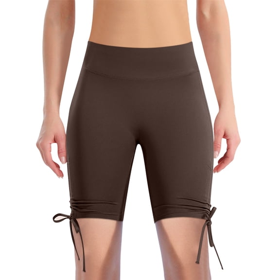 FINALGANG Women New Shorts Solid Color Slim Fit Comfort Yoga Shorts Knee Length Lift Leggings With Drawstring Design Durable Skin Friendly Fabric For Adult