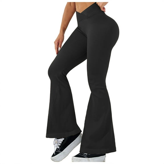 FINALGANG Women New Trousers Solid Color High Waisted Wide Leg Yoga Legging Stretchy Athletic Bell-Bottoms Suitable For Various Occasions