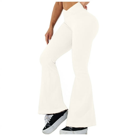 FINALGANG Women New Trousers Solid Color High Waisted Wide Leg Yoga Legging Stretchy Athletic Bell-Bottoms Suitable For Various Occasions
