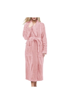 Women Simple Robes Solid Color V-Neck Long Sleeve Thick Bathrobe Plus Size Clothing With Pockets Skin Friendly Relaxed Fit Activewear