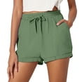 thumbnail image 1 of FINALGANG Women Versatile Shorts Solid Color Casual Beach Shorts Loose Fit Drawstring Bottom With Pockets Design Durable Skin Friendly Fabric, 1 of 9