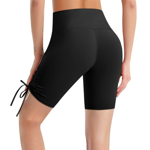 FINALGANG Women Versatile Shorts Solid Color Slim Fit Comfort Yoga Shorts Knee Length Lift Leggings With Drawstring Suitable For Various Occasions
