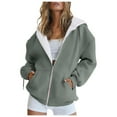 thumbnail image 1 of FINALGANG Women Versatile Sweatshirts Solid Color Long Sleeve Drawstring Hoodie Full Zip Top With Pocket Leisure Breathable Daily Wear, 1 of 3