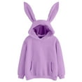 thumbnail image 1 of FINALGANG Women Versatile Sweatshirts Solid Color Long Sleeve Loose Fit Rabbit Hoodie With Pocket Leisure Breathable Daily Wear, 1 of 4