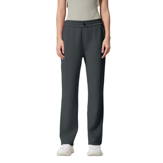 FINALGANG Women Versatile Trousers Solid Color Elastic Waistband Outdoor Pants Straight Leg Athletic Sweatpants Relaxed Fit Comfort Daily Wear