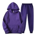 thumbnail image 1 of FINALGANG Women's 2 Piece Tracksuit Solid Color Sport Set Long Sleeve Hooded Sweatshirt Wide Leg Pants For Casual Daily Outdoor Activities Cozy Set, 1 of 3