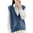 thumbnail image 1 of FINALGANG Women's Cable Knit Sweater Vest Solid Color Loose Fit Pullover Sleeveless V Neck Jumper For Casual Outdoor Wear Stylish Knitwear, 1 of 3