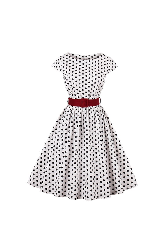 Women's Carnival Vintage Short Sleeve Plaid Pattern Flare Dress Crewneck Belted Waist Flowy Dress For Party Casual Daily Occasion Holiday Dress