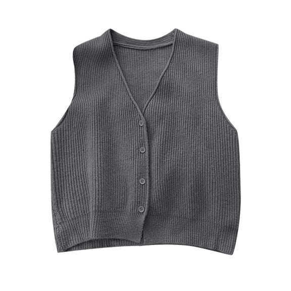 FINALGANG Women's Knitted Sweater Vest Solid Color Relaxed Fit Coat Sleeveless V Neck Button Front Cardigan For Casual Daily Wear Classic Knitwear
