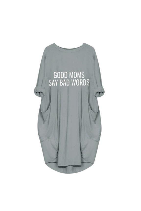 Women's Letter Graphic Half Sleeve Midi Dress Crewneck Loose Fit Pullover Sweatshirt Dress Casual Daily Outdoor Dress