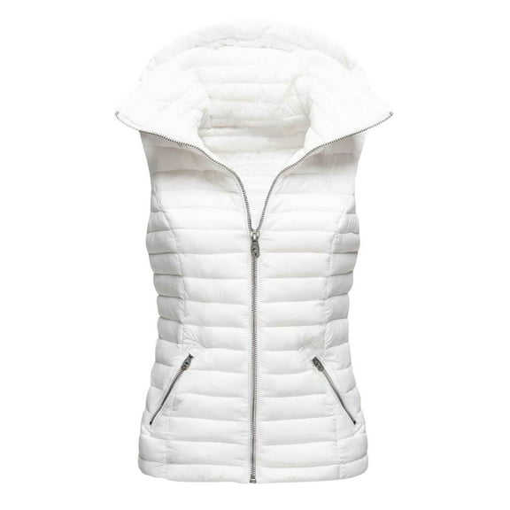 FINALGANG Women's Puffer Vest Winter Thermal Windproof Solid Color Coat Sleeveless Zipper Hooded Gilet For Cold Weather Outdoor Wear Leisure Top