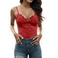 thumbnail image 1 of FINALGANG Womens Camisole Solid Color Sleeveless Cami Top Lace Trim V Neck Slim Fit Casual Basic Tank For Daily Going Out Wear Fashionable Top, 1 of 6