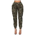 thumbnail image 1 of FINALGANG Womens Camouflage Cargo Jogger Pants With Button Closure Elastic Hem Multi Pockets For Street Style Hiking Casual Daily Wear Camouflage, 1 of 4
