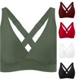 thumbnail image 1 of FINALGANG Womens Deep V Adjustable Cross Back Solid Color Bikini Top Soft Support Swim Top Simple Basic Swim Tops For Outdoor Water Activities Classic Swimwear M, 1 of 6