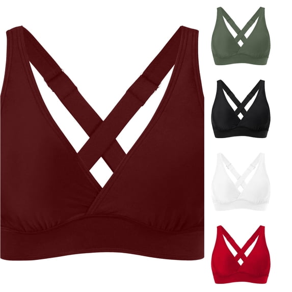 FINALGANG Womens Deep V Adjustable Cross Back Solid Color Bikini Top Soft Support Swim Top Simple Basic Swim Tops For Outdoor Water Activities Classic Swimwear XXL