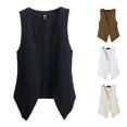 thumbnail image 1 of FINALGANG Womens Deep V Neck Linen Sleeveless Button Front Pocket Solid Slim Vest Tops Summer Office Daily Beach Casual Layering Waistcoat For Ladies Cozy Top L, 1 of 5