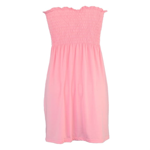 FINALGANG Womens Dress Solid Color Strapless Mini Dress With Smocked Bust Flared Skirt Casual Dress For Daily Going Out Wear
