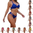 thumbnail image 1 of FINALGANG Womens Halter V Neck Solid Color Underwire 2 Piece Bikini Swim Set Molded Cup Swim Top Hollow Brief Summer Swimwear For Beach Party Classic Swimwear M, 1 of 5