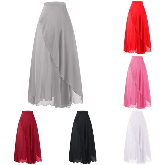 FINALGANG Womens High Waist Solid Color Irregular Ruffle Maxi Skirt Elegant Wedding Party Flowy Long Skirt Bottoms For Ladies Soft Skirts One Size