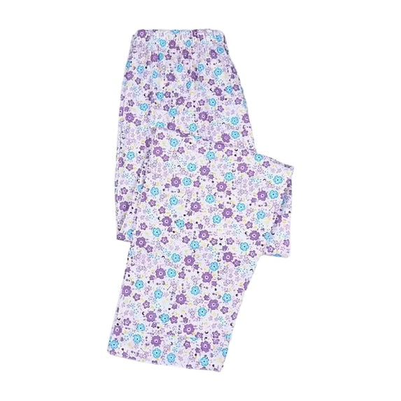 FINALGANG Womens High Waisted Floral Print Flare Leg Pants With Flowers Soft Stretchy Casual Slim Fit For Daily Wear Loungewear Light Purple XXXL