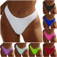 thumbnail image 1 of FINALGANG Womens Low Waist Solid Color Waffle Textured High Cut Bikini Bottom Slim Minimal Basic Swim Brief Summer Swimwear For Coastal Getaway Cozy Swimwear S, 1 of 8