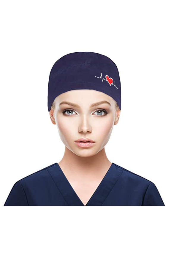 Womens Mens ECG Prints Scrub Cap Button Design Soft Adjustable Fit Practical Casual Hat For Office Daily Work Casual Wear Soft Headwear