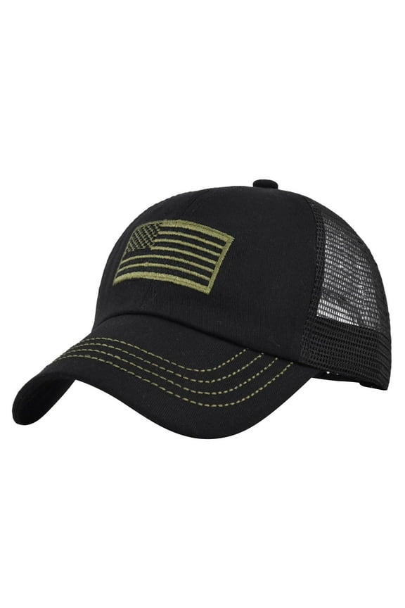 Womens Mens Flag Patch Trucker Cap Mesh Back Adjustable Fit Casual Outdoor Hat For Daily Outdoor Wear Cozy Headwear