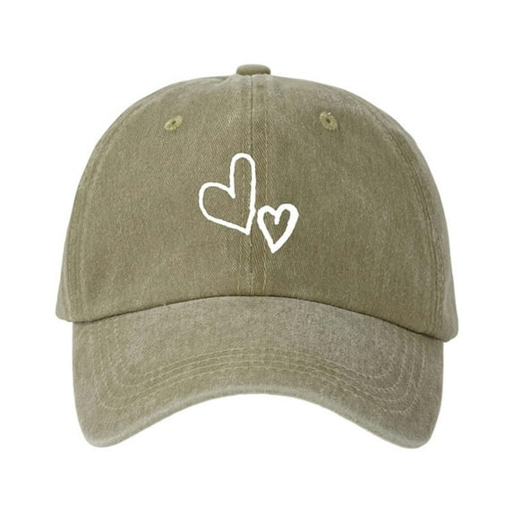 FINALGANG Womens Mens Heart Print Baseball Cap Distressed Adjustable Fit Casual Hat For Casual Daily Outdoor Activities Stylish Headwear