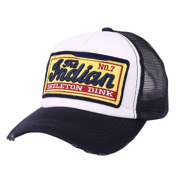 FINALGANG Womens Mens Letter Patch Trucker Cap Mesh Back Adjustable Fit Retro Casual Hat For Daily Outdoor Wear Soft Headwear