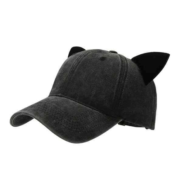 FINALGANG Womens Mens Solid Color Corduroy Baseball Cap Cute Ear Decor Adjustable Fit Casual Hat For Daily Casual Wear Stylish Headwear