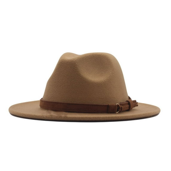 FINALGANG Womens Mens Solid Color Fedora Hat Suede Strap With Buckle Soft Adjustable Fit Cap For Autumn Winter Daily Formal Wear Soft Headwear