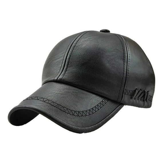 FINALGANG Womens Mens Solid Color Leather Baseball Cap Smooth Adjustable Fit Sleek Hat For Casual Formal Daily Wear Cozy Headwear