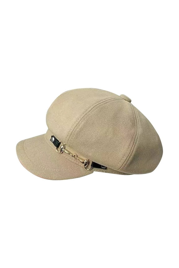 Womens Mens Solid Color Newsboy Cap Hardware Buckle Adjustable Fit Casual Hat For Daily Casual Formal Wear Leisure Headwear