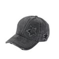 thumbnail image 1 of FINALGANG Womens Mens Star Embroidery Distressed Denim Baseball Cap Ripped Adjustable Fit Hat For Casual Daily Outdoor Wear Versatile Headwear, 1 of 3