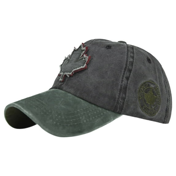 FINALGANG Womens Mens Two Tone Distressed Baseball Cap Canada Maple Leaf Patch Adjustable Fit Hat For Casual Daily Outdoor Wear Cozy Headwear