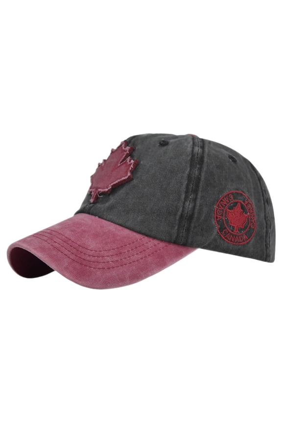 Womens Mens Two Tone Distressed Baseball Cap Canada Maple Leaf Patch Adjustable Fit Hat For Casual Daily Outdoor Wear Leisure Headwear