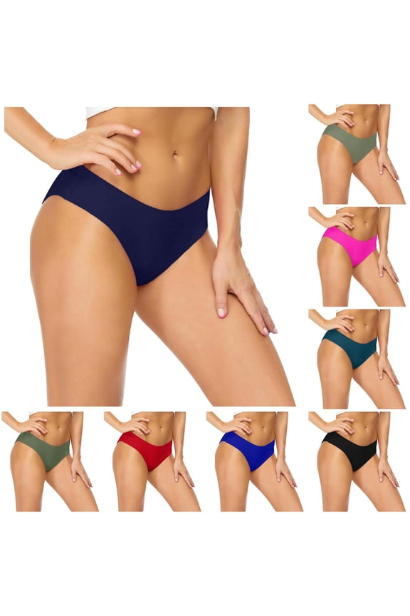 Womens Mid Rise Solid Color Seamless Low Cut Cheeky Bikini Bottom Smooth Minimal Basic Swim Brief Summer Swimwear For Coastal Leisure Classic Swimwear M