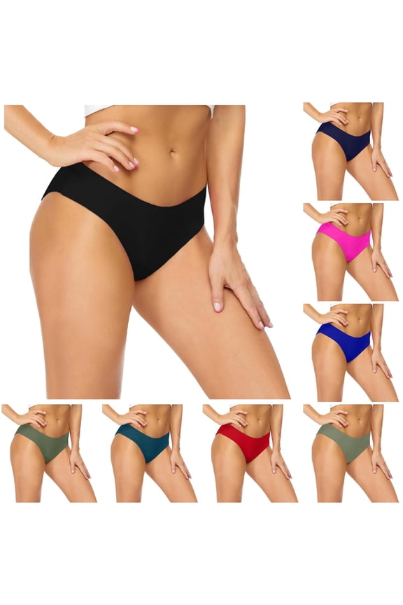 Womens Mid Rise Solid Color Seamless Low Cut Cheeky Bikini Bottom Smooth Minimal Basic Swim Brief Summer Swimwear For Coastal Leisure Cozy Swimwear S