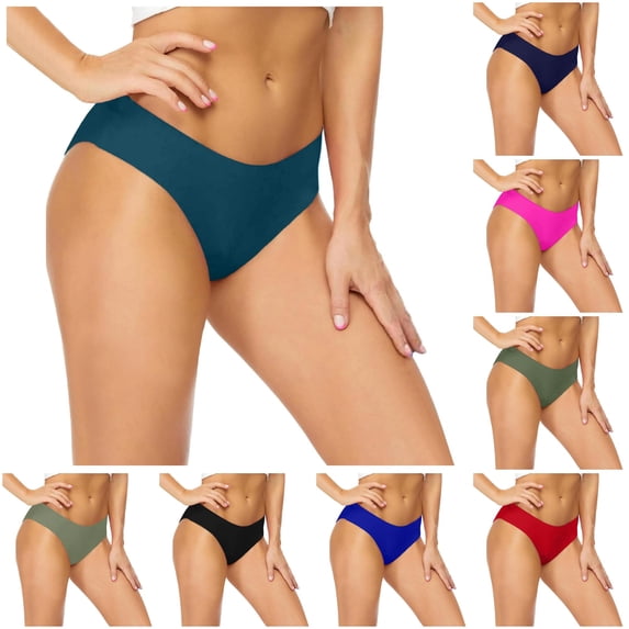 FINALGANG Womens Mid Rise Solid Color Seamless Low Cut Cheeky Bikini Bottom Smooth Minimal Basic Swim Brief Summer Swimwear For Coastal Leisure Leisure Swimwear XL