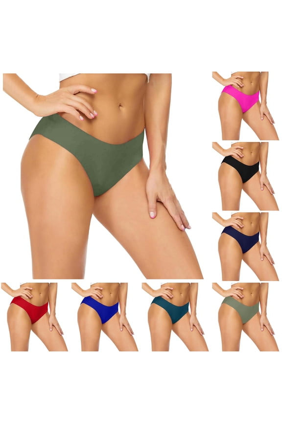 Womens Mid Rise Solid Color Seamless Low Cut Cheeky Bikini Bottom Smooth Minimal Basic Swim Brief Summer Swimwear For Coastal Leisure Leisure Swimwear XXL