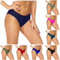 thumbnail image 1 of FINALGANG Womens Mid Rise Solid Color Seamless Low Cut Cheeky Bikini Bottom Smooth Minimal Basic Swim Brief Summer Swimwear For Coastal Leisure Soft Swimwear L, 1 of 4