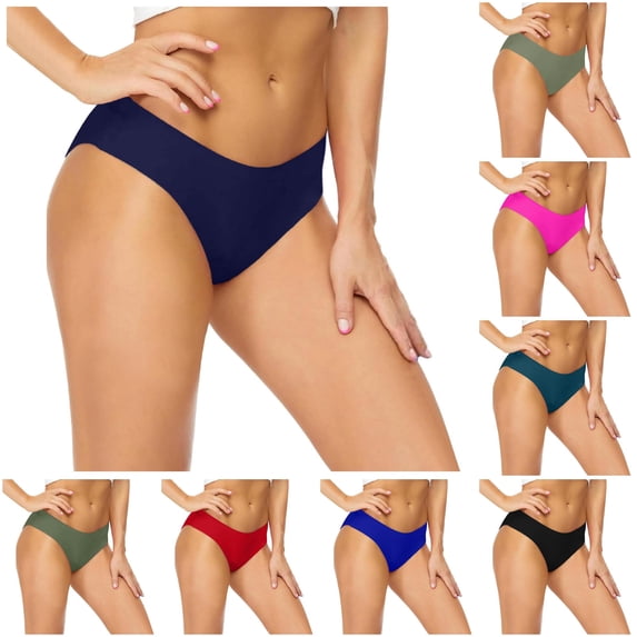 FINALGANG Womens Mid Rise Solid Color Seamless Low Cut Cheeky Bikini Bottom Smooth Minimal Basic Swim Brief Summer Swimwear For Coastal Leisure Soft Swimwear L