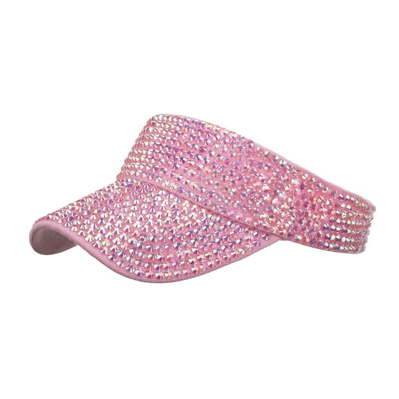FINALGANG Womens Rhinestone Visor Cap Breathable Lightweight Adjustable Strap Hat For Party Casual Daily Outdoor Wear Fashionable Headwear