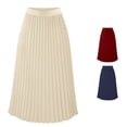 thumbnail image 1 of FINALGANG Womens Smooth High Waist Solid Color Pleated Midi Skirt Elegant Office Daily Flowing Pleat Skirt Bottoms For Ladies Stylish Skirts S, 1 of 3