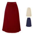 thumbnail image 1 of FINALGANG Womens Smooth High Waist Solid Color Pleated Midi Skirt Elegant Office Daily Flowing Pleat Skirt Bottoms For Ladies Trendy Skirts M, 1 of 3