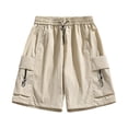 thumbnail image 1 of FINALGANG Womens Solid Color Quick Dry Cargo Shorts With Elastic Drawstring Waist Multi Pockets For Casual Daily Wear Hiking Outdoor Activities Beige XXL, 1 of 3