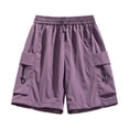 thumbnail image 1 of FINALGANG Womens Solid Color Quick Dry Cargo Shorts With Elastic Drawstring Waist Multi Pockets For Casual Daily Wear Hiking Outdoor Activities Purple XXXL, 1 of 3