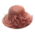 thumbnail image 1 of FINALGANG Womens Solid Color Straw Hat Chiffon Ruffle Lightweight Adjustable Fit Elegant Hat For Party Casual Daily Outdoor Wear Leisure Headwear, 1 of 2